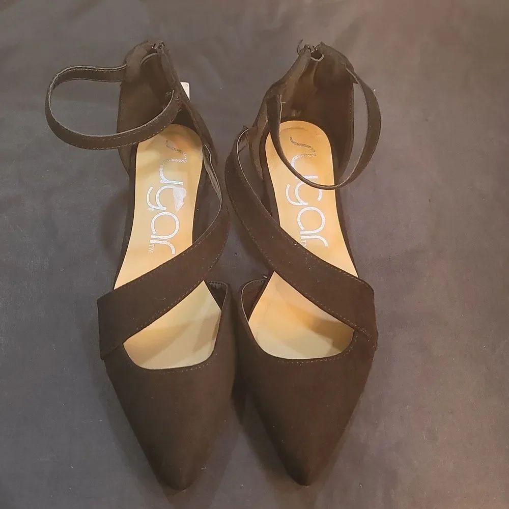BRAND NEW SUGAR BACK ZIPPER CLOSURE POINTED TOE FLAT